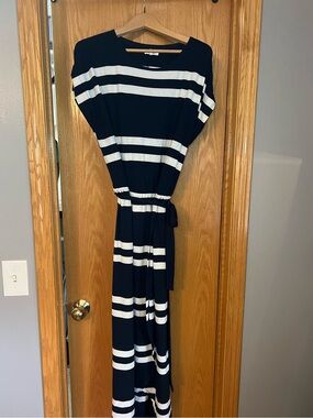 maurices striped maxi dress Black and White Striped Maxi Dress